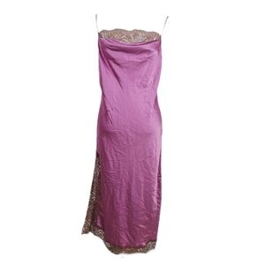 Y2k Victorias Secret Slip Dress Nightgown Midi Adjustable Fushia Lace Drape L